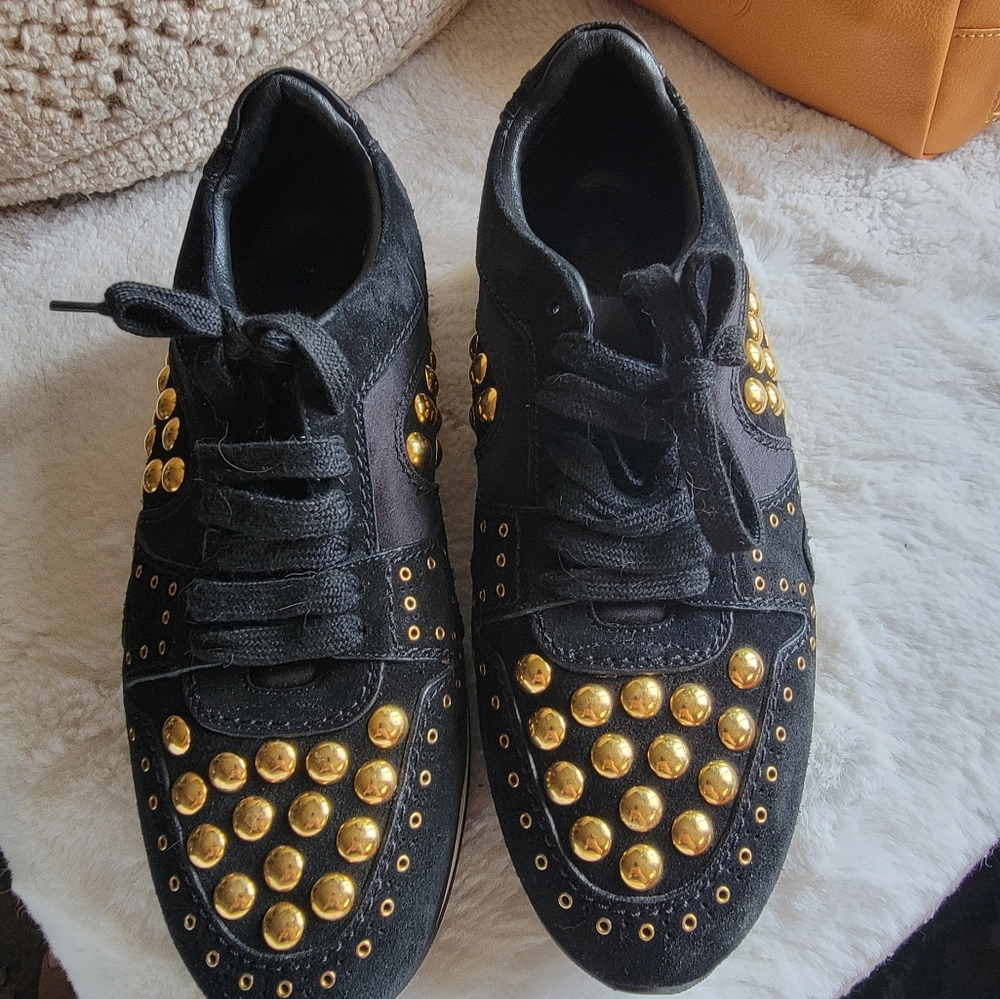 Designer Burberry Gold Studded Sneaker - Picture 4 of 5